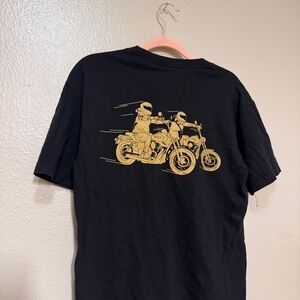 THRASHIN Black Graphic Motorcycle Tee - Black T-Shirt with Gold Print